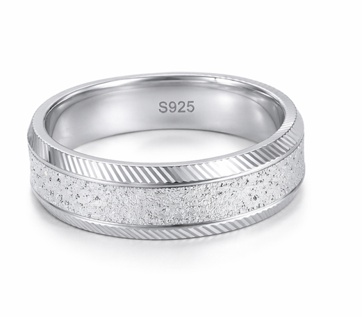 Diamond Dust Stripe 925 Sterling Silver Ring