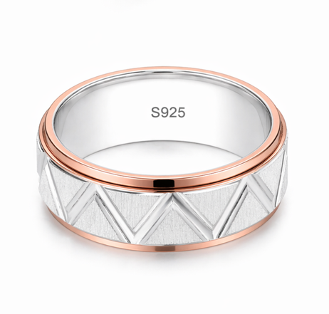 Modern Geometric Pattern Ring 925 Sterling Silver