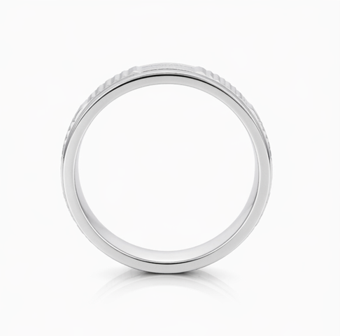 Modern Textured Groove Band Ring in 925 Sterling Silver