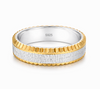 S925 Sterling Silver Gold Edge Textured Couple Bands