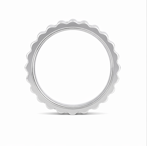 Textured Scallop Edge Band Ring in 925 Sterling Silver