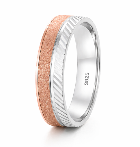 Premium Dual Tone Rose Gold Matte Ring 925 Sterling Silver