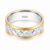 S925 Sterling Silver Geometric Texture Couple Bands