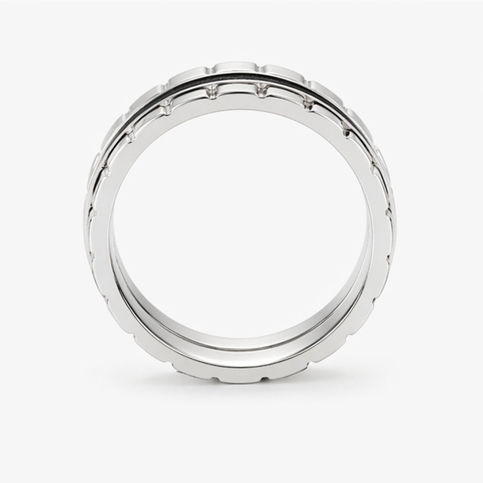 Dual Tone Gear Pattern 925 Sterling Silver Ring
