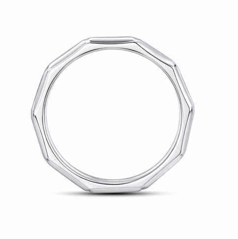 Twin Layer Faceted 925 Sterling Silver Ring