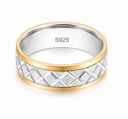 Premium Dual Tone Criss-Cross Designer Ring 925 Sterling Silver