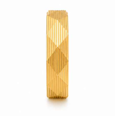 Geometric Faceted Gold Texture 925 Sterling Silver Ring