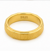Modern Ribbed Geometric Ring in Gold Finish – 925 Sterling Silver