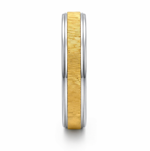 Elegant Dual Tone Textured Band Ring in 925 Sterling Silver
