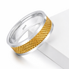 S925 Sterling Silver Gold Textured Couple Band