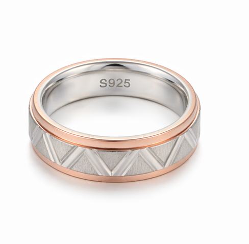 Modern Geometric Rose Gold Ring in 925 Sterling Silver