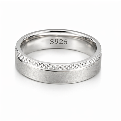 Textured Matte Finish Band Ring in 925 Sterling Silver