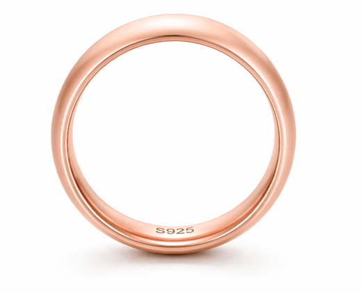 S925 Sterling Silver Rose Gold Classic Couple Bands