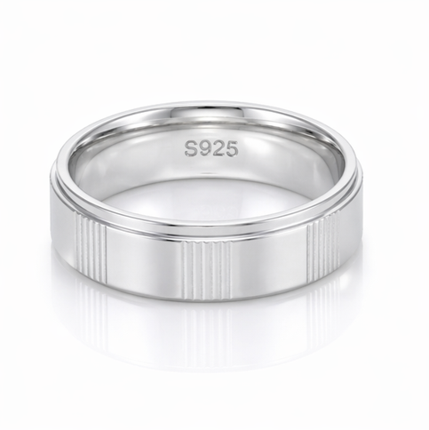 Linear Pattern 925 Sterling Silver Ring