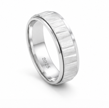 Linear Cut 925 Sterling Silver Ring