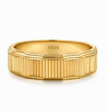 Gold Finish Ribbed Texture 925 Sterling Silver Ring
