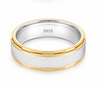 S925 Sterling Silver Gold Cut Edge Couple Bands