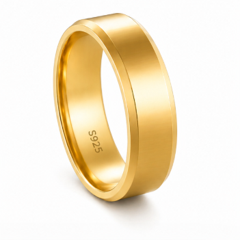Classic Plain Gold Finish Ring 925 Sterling Silver