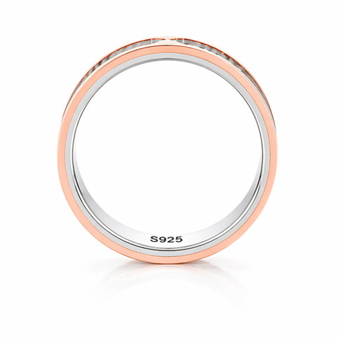Modern Dual Tone Groove Ring in 925 Sterling Silver