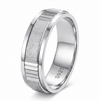Brushed Ribbed Edge Ring in 925 Sterling Silver