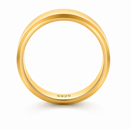 S925 Sterling Silver Classic Gold Finish Couple Band