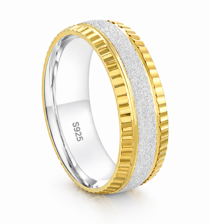 S925 Sterling Silver Matte Finish Couple Bands