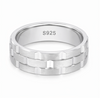 Modern Brushed Geometric Groove Ring in 925 Sterling Silver