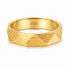 S925 Sterling Silver Gold-Plated Faceted Couple Bands