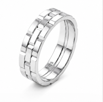 Link Pattern Designer 925 Sterling Silver Ring