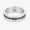 Dual Tone Gear Pattern 925 Sterling Silver Ring