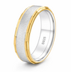 Luxury Dual Tone Matte Silver 925 Ring with Textured Gold Edges