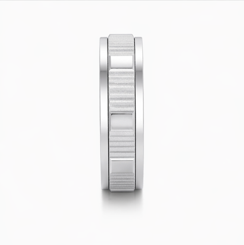 Modern Textured Groove Band Ring in 925 Sterling Silver
