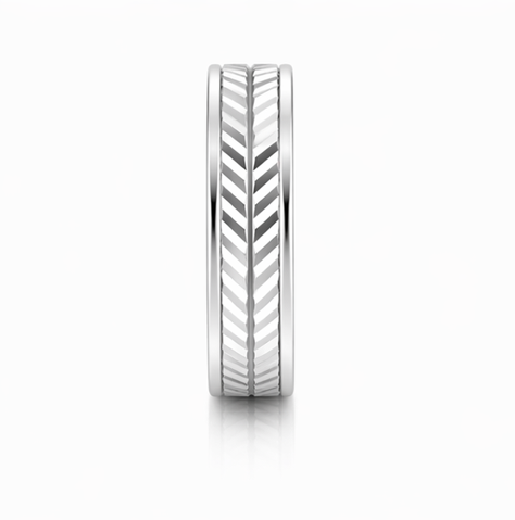 Diagonal Line Texture 925 Sterling Silver Ring