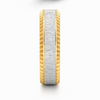 Dual Tone Textured 925 Sterling Silver Ring with Gold Edges