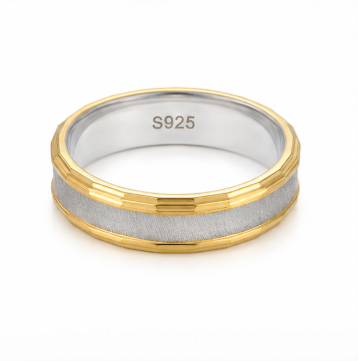 Elegant Dual Tone Matte Finish Ring in 925 Sterling Silver