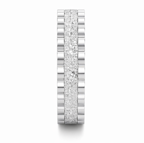 Textured Scallop Edge Band Ring in 925 Sterling Silver