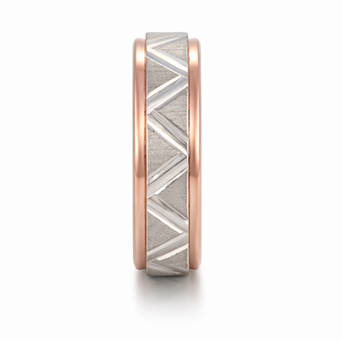 Modern Geometric Rose Gold Ring in 925 Sterling Silver