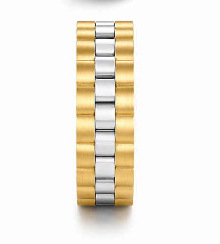 Luxury Dual Tone Chain Pattern 925 Sterling Silver Ring