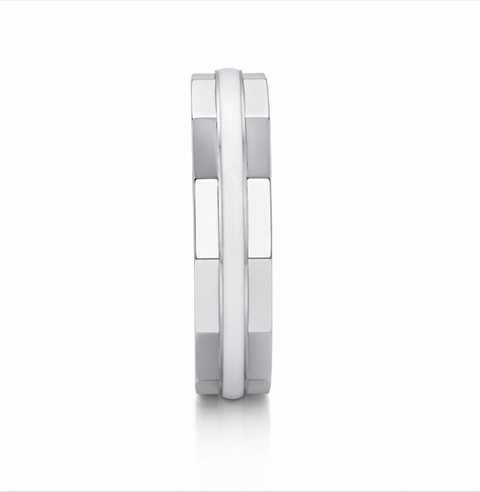 Dual Finish Faceted 925 Sterling Silver Ring