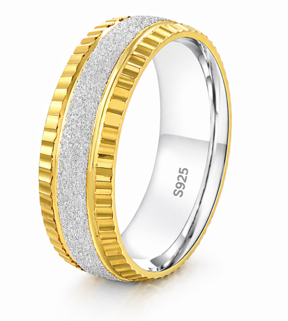 S925 Sterling Silver Matte Finish Couple Bands