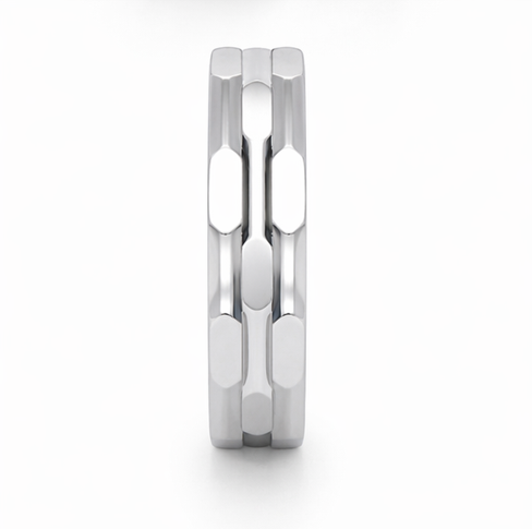 Hex Link 925 Sterling Silver Ring