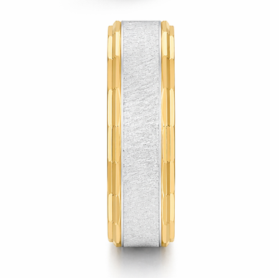 S925 Sterling Silver Gold Cut Edge Couple Bands