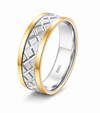 S925 Sterling Silver Geometric Texture Couple Bands