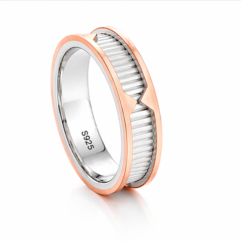 Modern Dual Tone Groove Ring in 925 Sterling Silver