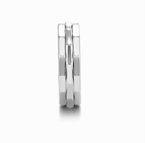 Modern Triple Edge Geometric Ring in 925 Sterling Silver