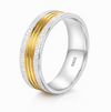 Dual Tone Textured 925 Sterling Silver Ring with Triple Gold Lines
