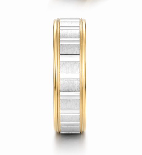 Classic Dual Tone Grooved 925 Sterling Silver Ring |