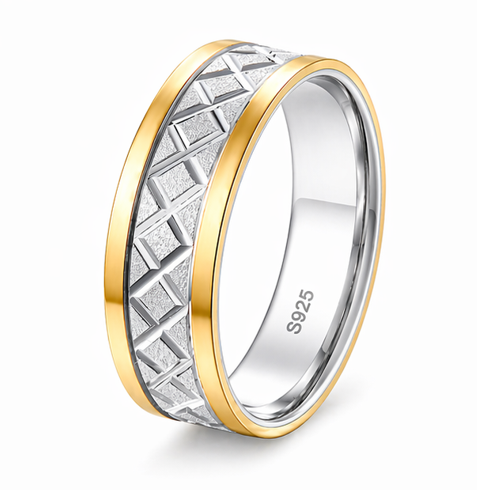 Premium Dual Tone Criss-Cross Designer Ring 925 Sterling Silver