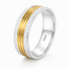 S925 Sterling Silver Triple Gold Line Couple Bands