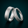 Elegant S925 Sterling Silver Couple Bands with Textured Matte & Diamond-Cut Finish
